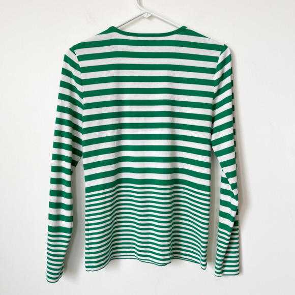 Lauren Ralph Lauren Black Label Striped Kelly Green Long Sleeve Top Women Medium - Picture 7 of 11